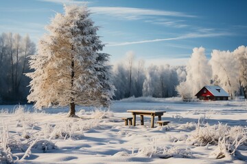 Obraz na płótnie Canvas winter landscape with snow-covered trees