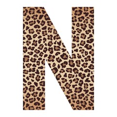 N letter design fill with leopard skin design, leopard design N letter on white background