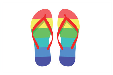 Summer beach flip-flop vector with rainbow pattern