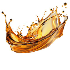 Oil dynamic splash isolated on a transparent background , whiskey splash, tea , fruit juice