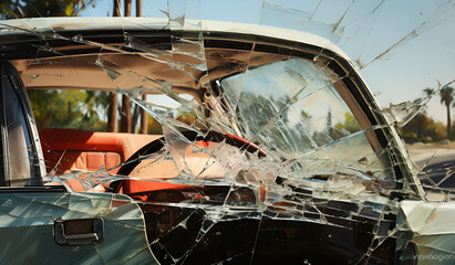accident, car, broken glass