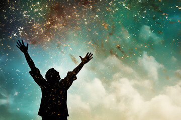 silhouette of a person with arms outstretched