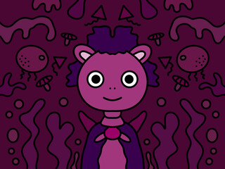 halloween background with a cute monster