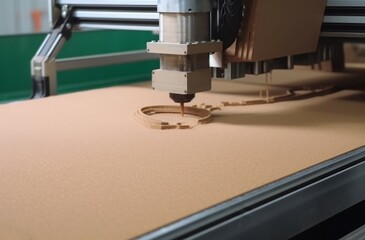 Cutting chipboard production. Cut plank board tool panel. Generate Ai