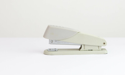 White stapler isolated on white background, stationery product