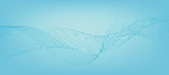 Abstract Blue Gradient Background Template with Blue Dotted Wavy Lines. Winter Background.
