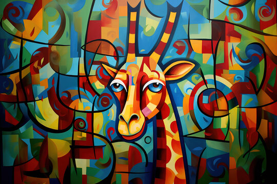 Abstract giraffe painting. Wildlife Animals. Animals art.