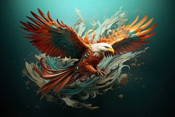 Fototapeta na wymiar Image of fantasy of flying eagle. Birds., Wildlife Animals.