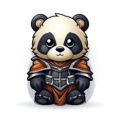 Cute Panda Knight With Shield Sword , Cartoon Illustration For Tshirt, Mug