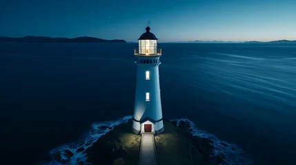 Rolgordijnen lighthouse at night © carrie