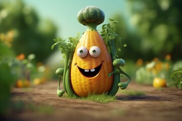 adorable 3d animated vegetable. Generative AI