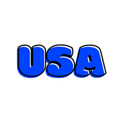 USA typography with blue color on white background.Adobe Illustrator Artwork