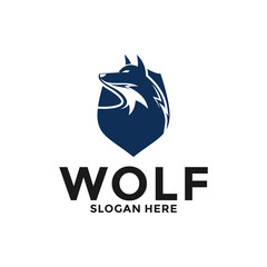 Wolf Shield Logo Vector, Wolf logo design template
