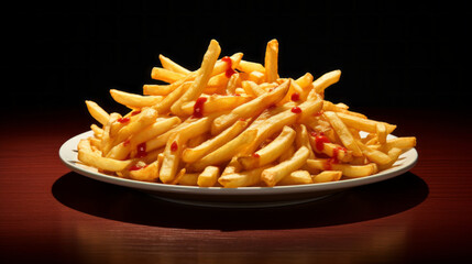 A plate of crunchy, golden-brown french fries