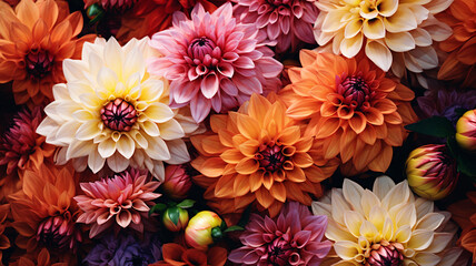 Beautiful autumn flowers - Floral background