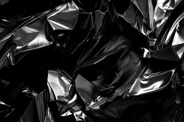 Black crumpled foil abstract background