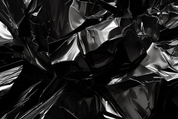 Black crumpled foil abstract background - obrazy, fototapety, plakaty