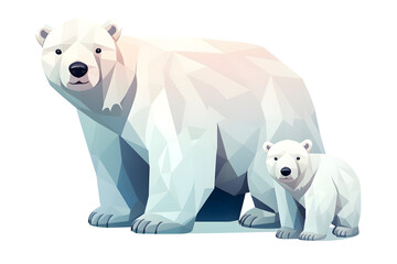 polar bear two characters cartoon illustration on white background in a vector style - obrazy, fototapety, plakaty