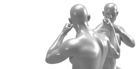 3d render of two boxing shirtless men on white background. 