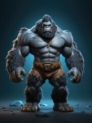 A cartoon character design of a strong gorilla with a muscular body. AI Generative - obrazy, fototapety, plakaty