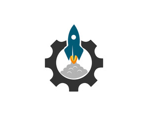 rocket gear start system logo icon symbol design template illustration inspiration