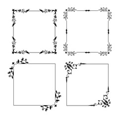 Luxury decorative black frames. Retro ornamental frame, vintage rectangle ornaments & ornate border. Decorative wedding frames, antique museum image borders. Isolated vector border set