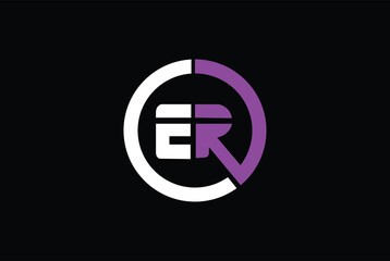Letter E,R, ER OR RE Logo With Circle. - obrazy, fototapety, plakaty