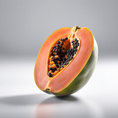 photo a papaya isoleted in white paper background 