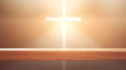 Soft light background with a Christian cross.