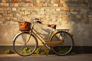 Fototapeta na wymiar old bike on a brick wall
