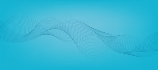 Abstract Blue Gradient Background Template with Blue Wavy Lines. Winter Background.
