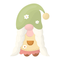 Garden gnome girl. Vector illustration on a white background