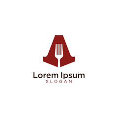 Letter A fork logo design template