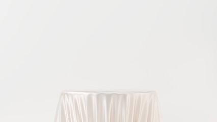 White empty podium or pedestal for product presentation. Mockup platform on white background. 3d rendering