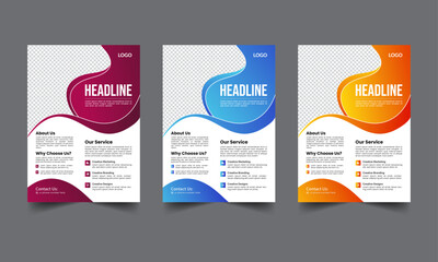 Creative Modern Corporate Business flyer design with colors variation.