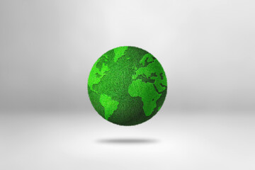 World globe covered with green grass isolated on white background. Environmental protection symbol