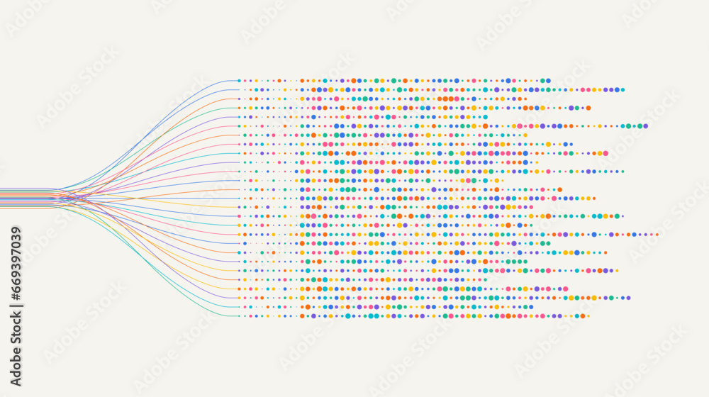 Poster Big data visualization. Social network, financial analysis of complex databases. Data mining. Vector technology background. Information analytics concept.
