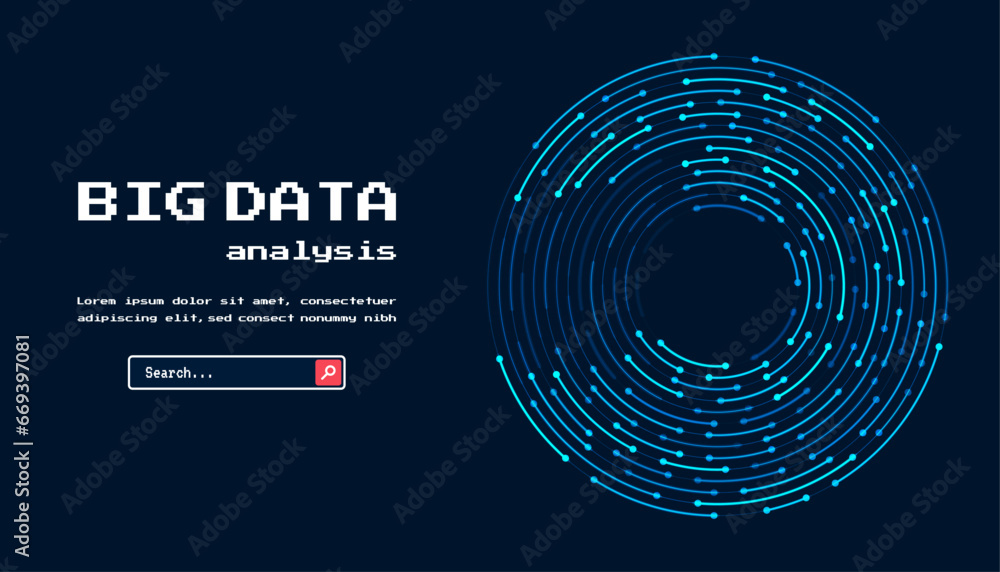 Fototapete Technology background. Big data visualization concept. Abstract technology circuit board circle