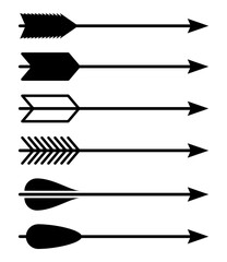 Arrows set. Bow arrows isolated on white background - obrazy, fototapety, plakaty