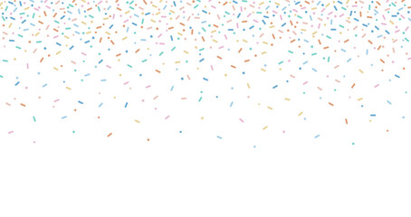 Colorful sprinkles banner background, colorful falling decorative sprinkles background