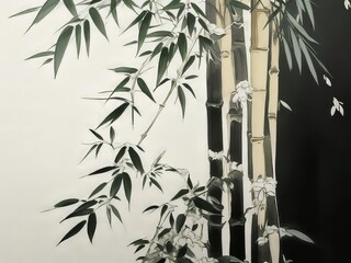 elementos de bambú, representados en un estilo tradicional chino