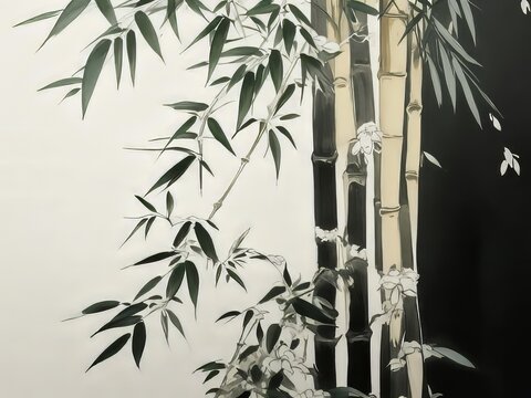 elementos de bambú, representados en un estilo tradicional chino © karloss2006