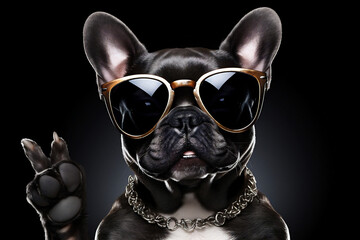 Dog sunglasses canine pets happy puppy cute bulldog adorable french animal funny