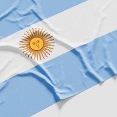 Flag of Argentina. Fabric textured Argentina flag isolated on white background. 3D illustration