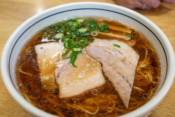 日本の岡山県和気町のとても美味しい醤油ラーメン