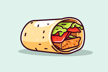 Chicken tortilla wrap hand-drawn illustration. Chicken wrap. Vector doodle style cartoon illustration