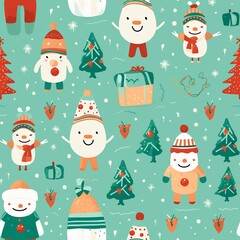 christmas seamless pattern Snowy Delights: Kid's Clothes in Fabric