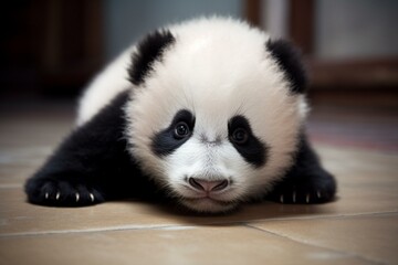 adorable infant panda. Generative AI