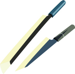 Vector Illustration of a Kitchen Knife with a Plastic Handle Flat Design