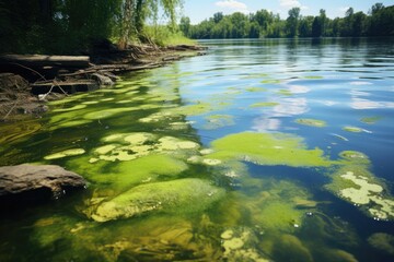 Large Green Algae Bloom Seen In Body Of Water